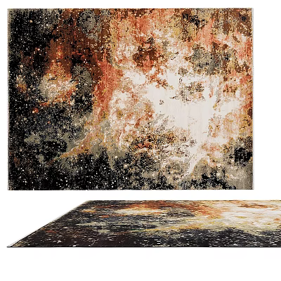 Square Area Rug With Vibrant Abstract Pattern In Red Black And White Color Tones 3d model