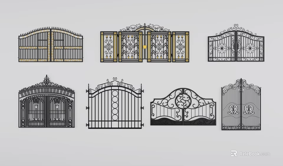 Iron Gates With Various Decorative Designs And Classic Styles For Home 3d model 