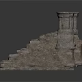 Stone Steps With Decorative Pillars On Both Sides For Architectural Design 3d model
