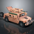 Desert Colored Tactical Military Vehicle With Roof Mounted Machine Gun And Open Door