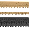 Architectural Components Featuring Curved Decorative Roof Tiles In Wooden And Gray Finishes