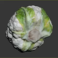 Fresh Cauliflower with White Florets and Green Leaves on Dark Reflective Background