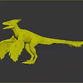 Vibrant Blue Feathered Creature Resembling Dinosaur With Spread Wings Open Mouth And Purple Feet
