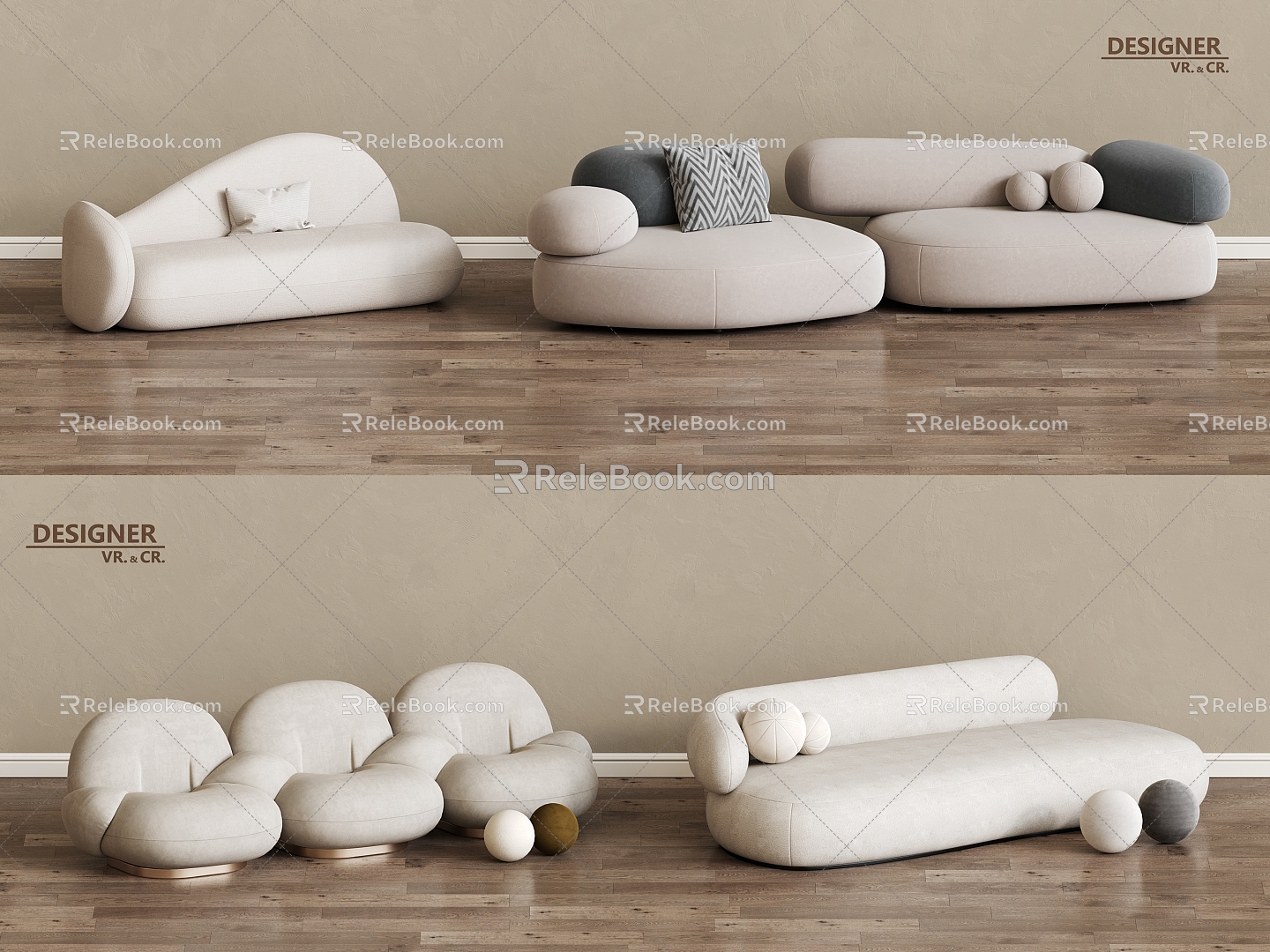 Modern double sofa sofa sofa living room sofa multi-person sofa 3d model