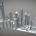 Modern High-rise White Model World Famous High-rise World Landmark Architecture Simple Model High-rise Combination 3d model