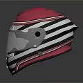 Bell Pink And White Racing Helmet With Black Stripes And Transparent Visor