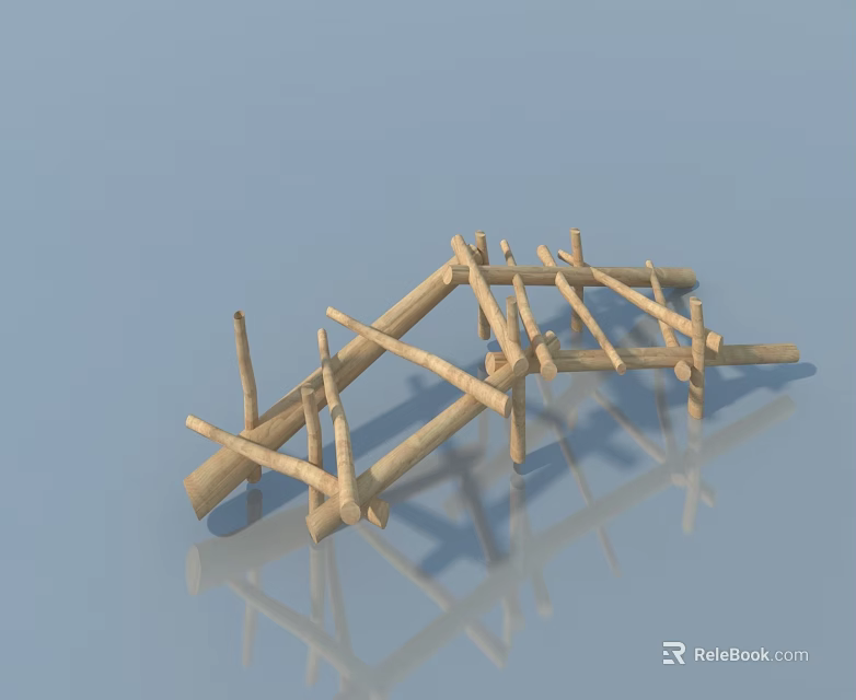 Wooden Swing Door Frame Structure With Durable Construction And Modern Design 3d model