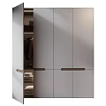 Modern Minimalist Wardrobe With Sleek White Panels And Wooden Handles Design