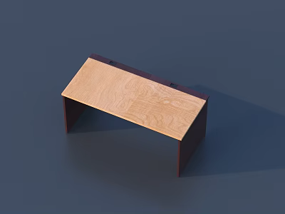 Simple Design Office Desk With Light Wood Tabletop And Dark Wooden Legs 3d model