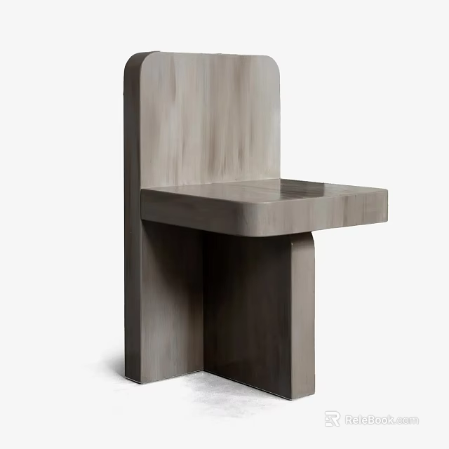 Modern Wooden Bar Stool With Sleek Backrest And Solid Seat Structure 3d model