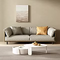 Warm Modern Cozy Living Room With Premium Leather Sofa And Textured Abstract Wall Art