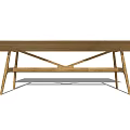 Wooden Rectangular Dining Table With Crossed Leg Design And Smooth Natural Surface