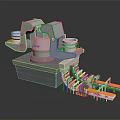 Modern lathe machine tool lathe machining turning 3d model