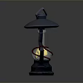 Vintage Decorative Lantern With Metal Top Transparent Glass Red Rope And Yellow Light