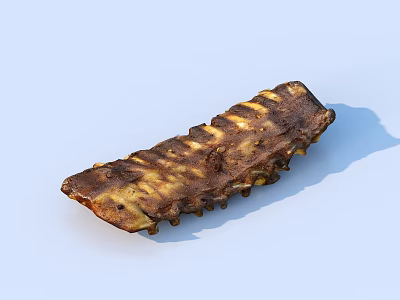Juicy Roasted Pork Ribs With Crispy Brown Surface And Savory Taste 3d model