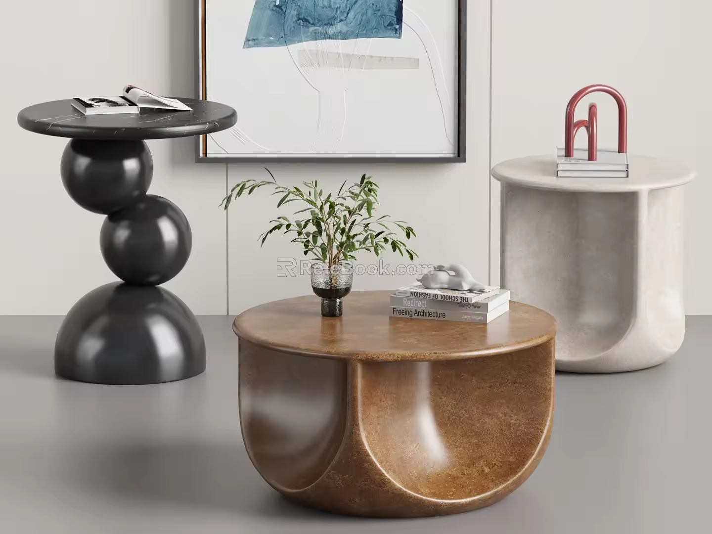 Side Table Coffee Table Corner Table Small Coffee Table Ornaments Books 3d model