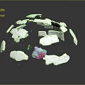 Textured Fragmented Terrain On Sphere With White Fragments And Turquoise Patch