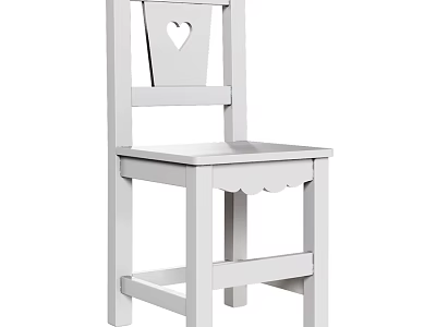 White Wooden Single Chair With Heart Shaped Cutout And Scalloped Edges Design 3d model
