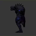Muscular Monster Character With Blue Glowing Veins Spiked Back Red Loincloth And Ferocious Stance