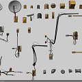 Electronic Electrical Parts And Components With Assorted Connectors Coils Wiring Elements 3d model