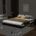Cozy Modern Bedroom With Yellow Blanket White Quilt And Cloud Shaped Pillows