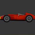 Vintage Red Race Car With Yellow Front Number 23 And Large Wheels