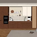Modern Wooden Sideboard Interior Design With Built in Appliances Storage And Decorative Items