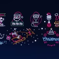 Festive Christmas Neon Decorative Lights Featuring Santa Claus Sleigh Reindeer And Tree