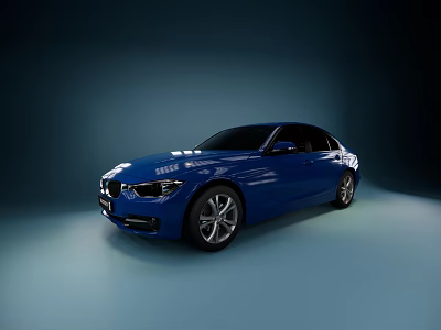 Blue Sedan Car With Modern Sleek Exterior And Glossy Stylish Design 3d model