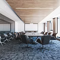 Modern Meeting Room Conference Table and Chair Combination Projection Curtain Movable Conference Table Carpet Multifunctional Meeting Room 3d model