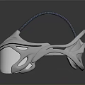 Futuristic VR Headset With Silver Design Streamlined Structure And Illuminated Interface