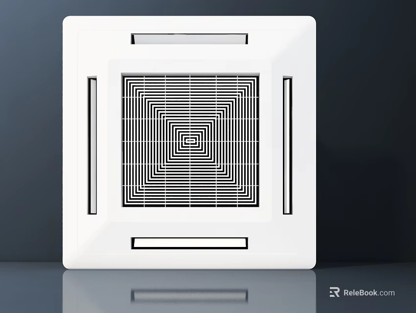 White Square Air Conditioner Vent With Modern Grid Design On Dark Background 3d model