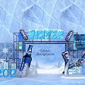 Winter Event Entrance With 3202 Beer Bottles Ice Sculpture And Blue Theme