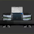 Tracked Utility Vehicle With Front Blade Transparent Cabin And Blue White Black Design