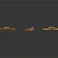 Ancient Decorative Weapon Components With Golden Gray Feather Layered Design