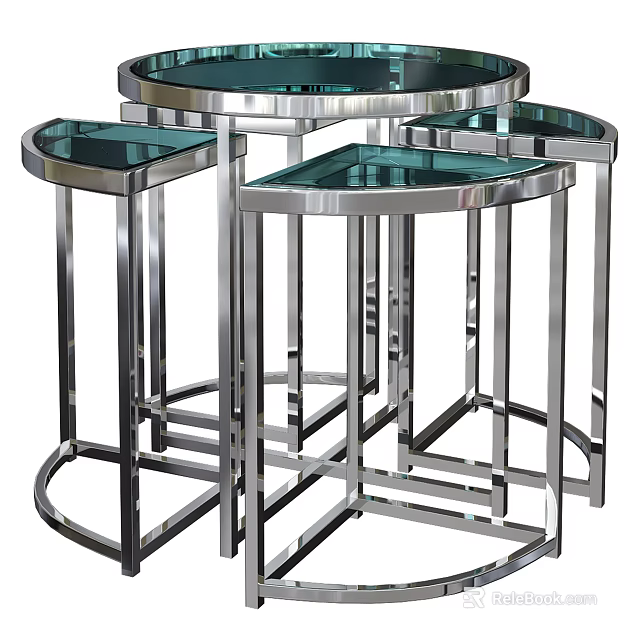 Modern Bar Counter Interior With Sleek Metal Frame And Glass Top 3d model 