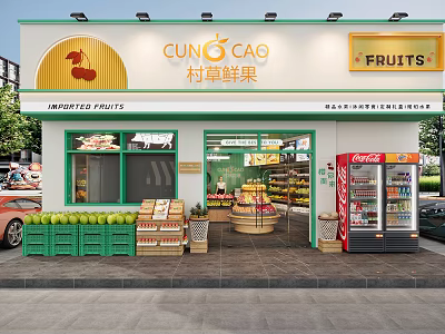 Stylish Modern Fresh Fruit Store Exterior With Assorted Fresh Produce And Quality Imported Fruits 3d model