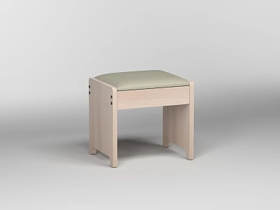 Modern Simple Wooden Stool With Light Padded Seat For Home Use 3d model