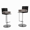 Modern Bar Stools With Black Backrest Light Gray Cushion And Metal Frame 3d model
