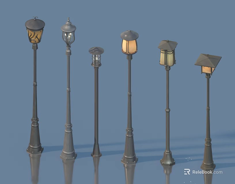 Diverse Outdoor Lights Featuring Various Street Lamp Designs For Outdoor Areas 3d model 