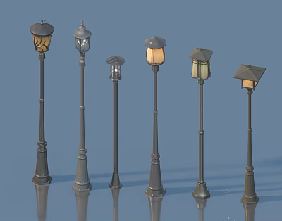Diverse Outdoor Lights Featuring Various Street Lamp Designs For Outdoor Areas 3d model