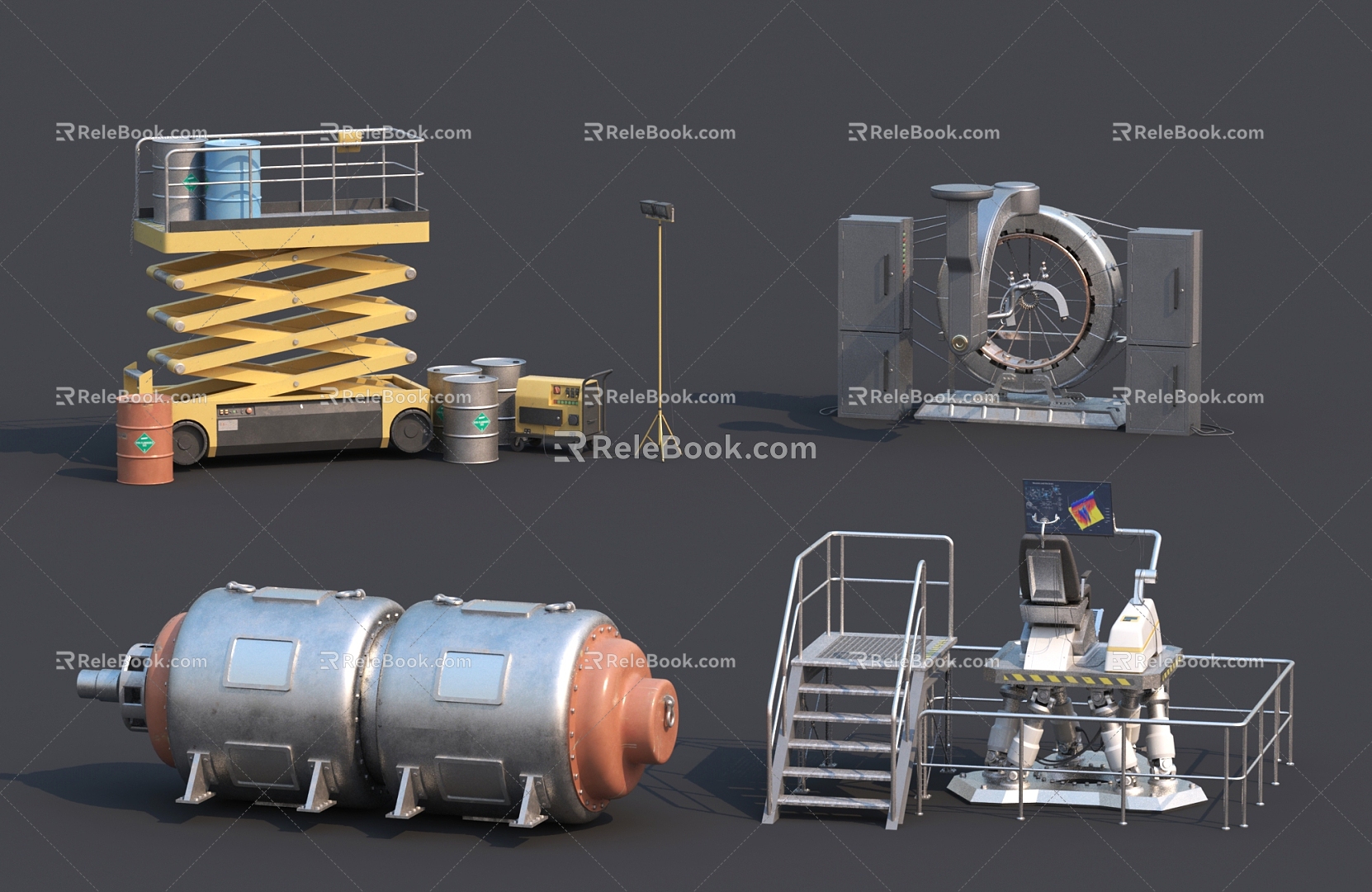 Industrial Equipment Chemical Equipment Chemical Equipment Elevator Ladder Test Table Instrument Equipment Oil Pipe Box Iron Step Stair Computer Technology Equipment 3d model