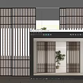 Japanese-style sliding door 3d model