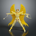 Golden Winged Mythical Figure With Ornate Armor And Holding Weapons