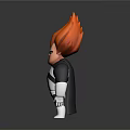 Game Movie Character With Spiky Orange Hair Black Costume S Symbol White Gloves And Boots