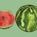 Fresh Juicy Watermelon Whole and Sliced with Red Flesh Healthy Summer Fruit Snack