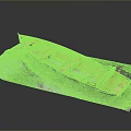 Orange Wooden Boat Displayed On Textured Gray Mat With Dark Background