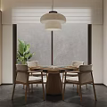 Modern Middle Ancient Mahjong Table and Chair Chandelier Curtain 3d model