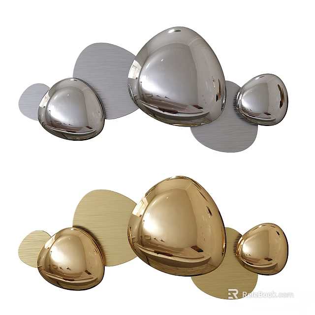 Modern Metallic Wall Lamps with Silver and Gold Rounded Shapes for Contemporary Interior Decoration 3d model 