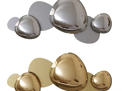 Modern Metallic Wall Lamps with Silver and Gold Rounded Shapes for Contemporary Interior Decoration 3d model